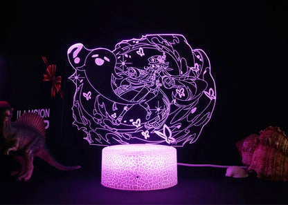 Lampe d'ambiance acrylique led HUTAO 3D - Genshin Impact