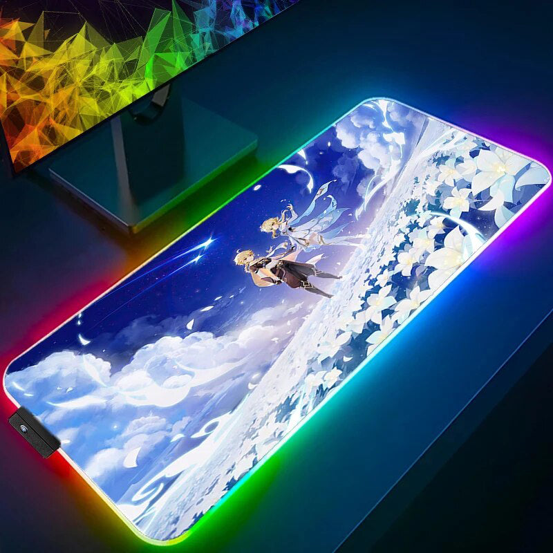 AETHER &amp; LUMINE LED mouse pad - Genshin Impact