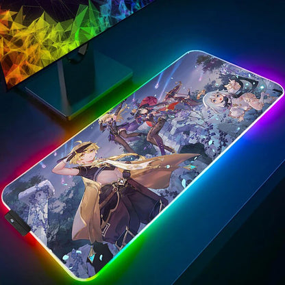 AETHER &amp; LUMINE LED mouse pad - Genshin Impact