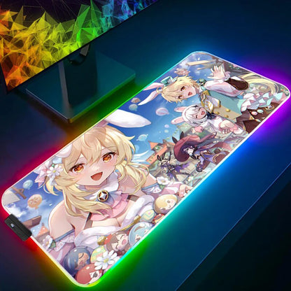 AETHER &amp; LUMINE LED mouse pad - Genshin Impact