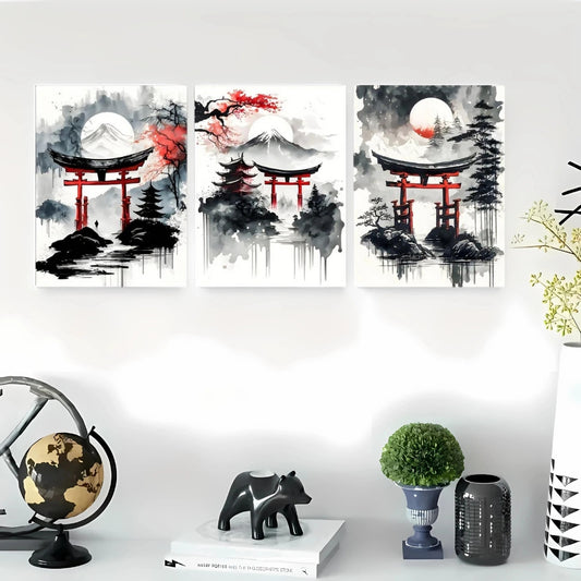 Poster on Canvas TORII GATE 3 Pieces - Travel to Asia