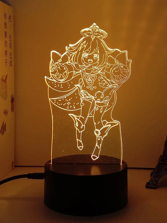 Lampe d'ambiance acrylique led PAIMON 3D - Genshin Impact