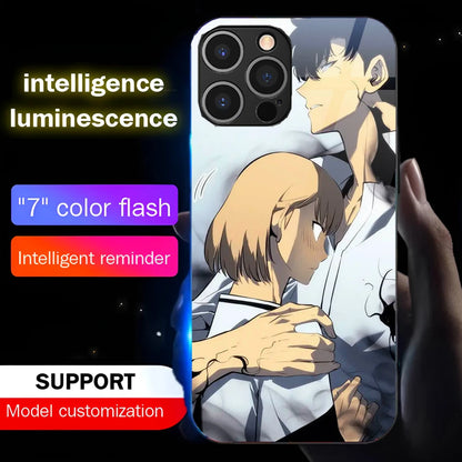 Coque de téléphone Cha Hae in et Jin-woo Solo Leveling à led - UnitGeeK