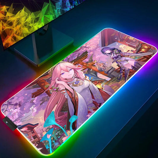 LED mouse pad YAE MIKO &amp; RAIDEN SHOGUN - Genshin Impact