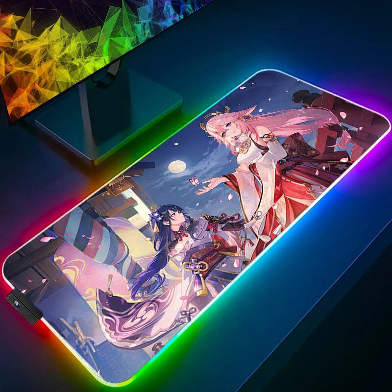 LED mouse pad YAE MIKO &amp; RAIDEN SHOGUN - Genshin Impact