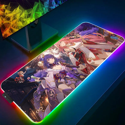 LED mouse pad YAE MIKO &amp; RAIDEN SHOGUN - Genshin Impact